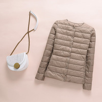 2021 nowe zimowe kobiety żakiet Ultralight bez kołnierza kurtka z puchu kaczego przenośne kobiet wyściełane parki O-Neck Puffer płaszcz 4